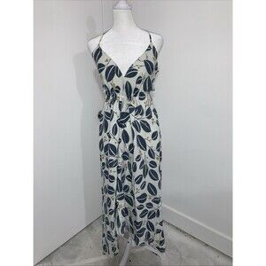 Louisa Villani Linen Long High Low Halter Dress Medium Artsy Laganlook Whimsical